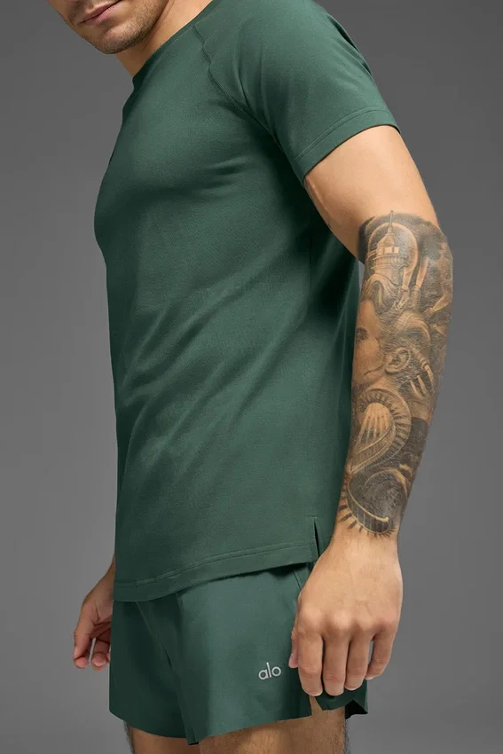 T-shirt à col rond et manches courtes Alo Vapor - Vert trèfle