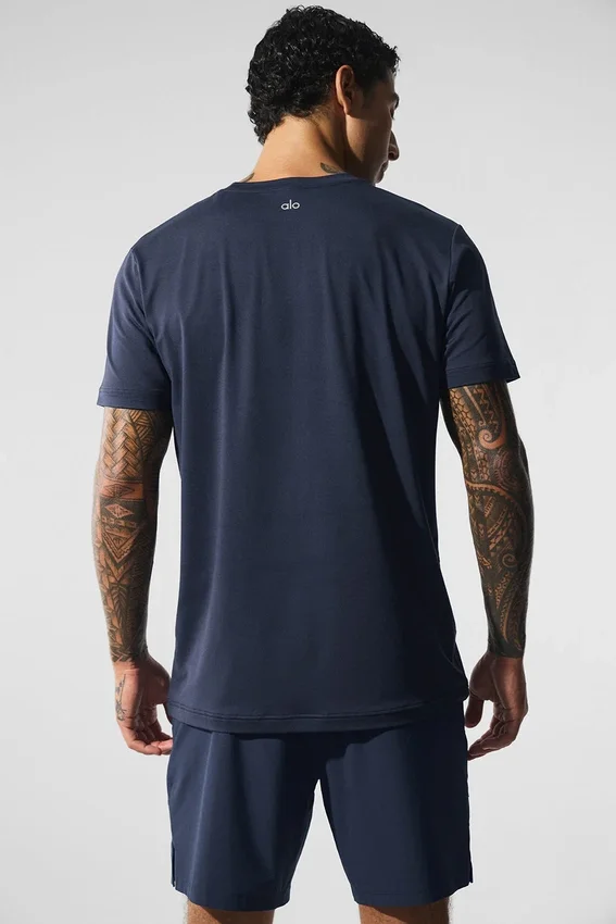 T-shirt à col rond et manches courtes Conquer Reform - Bleu marine