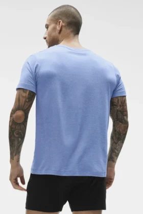 T-shirt à col rond et manches courtes Conquer Reform – Bleu Provence chiné