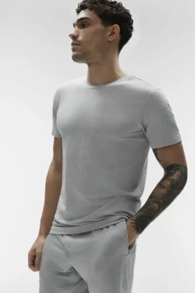 T-shirt à col rond et manches courtes Conquer Reform – Gris chiné athlétique