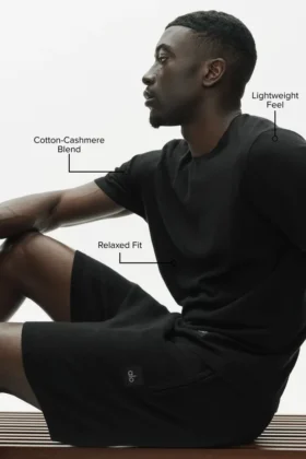 T-shirt à col rond et manches courtes en coton et cachemire « Ever Soft » – Noir