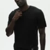 T-shirt à col rond et manches courtes en coton et cachemire « Ever Soft » - Noir