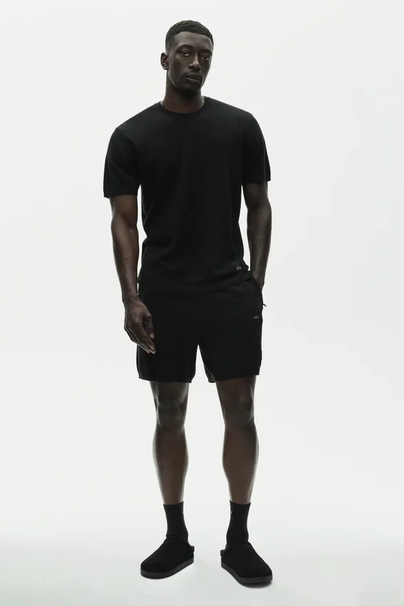 T-shirt à col rond et manches courtes en coton et cachemire « Ever Soft » - Noir
