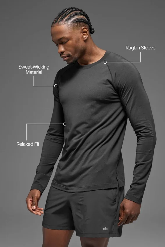 T-shirt à col rond et manches longues Alo Vapor - Anthracite