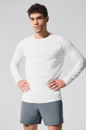 T-shirt à col rond et manches longues Alo Vapor - Blanc