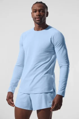 T-shirt à col rond et manches longues Alo Vapor - Bleu coquillage