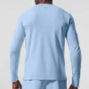 T-shirt à col rond et manches longues Alo Vapor - Bleu coquillage