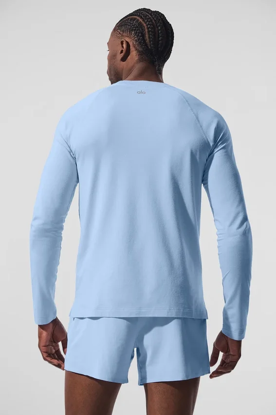 T-shirt à col rond et manches longues Alo Vapor - Bleu coquillage