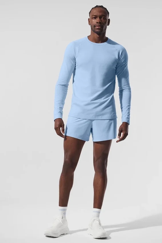 T-shirt à col rond et manches longues Alo Vapor - Bleu coquillage