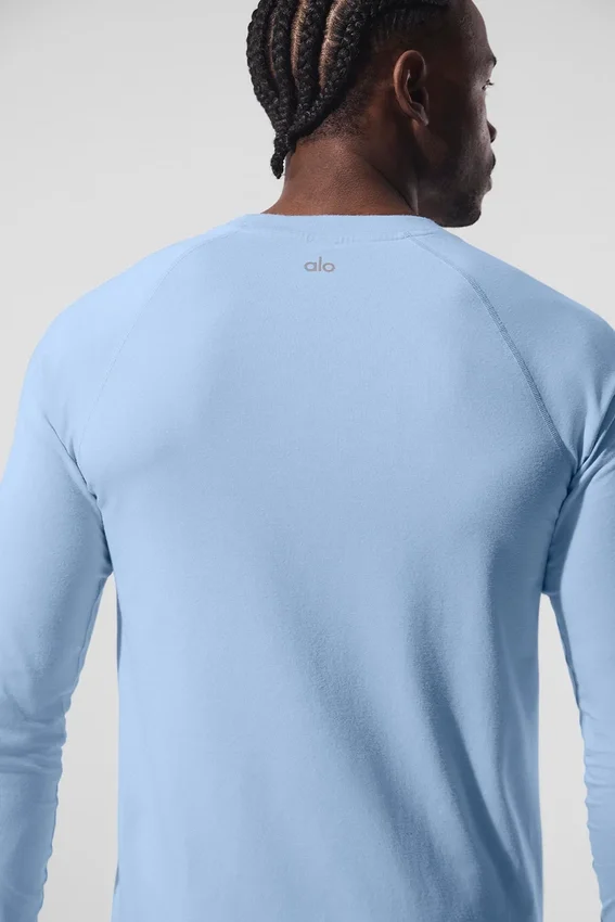 T-shirt à col rond et manches longues Alo Vapor - Bleu coquillage