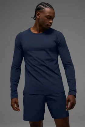 T-shirt à col rond et manches longues Alo Vapor - Bleu marine