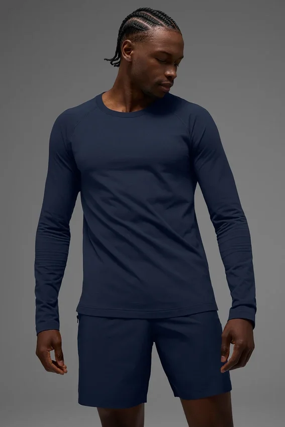 T-shirt à col rond et manches longues Alo Vapor - Bleu marine