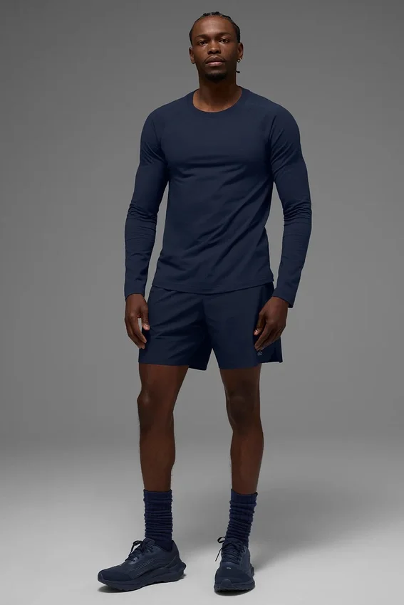 T-shirt à col rond et manches longues Alo Vapor - Bleu marine