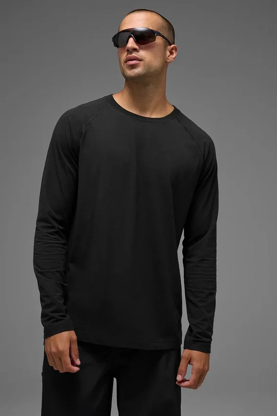 T-shirt à col rond et manches longues Alo Vapor - Noir