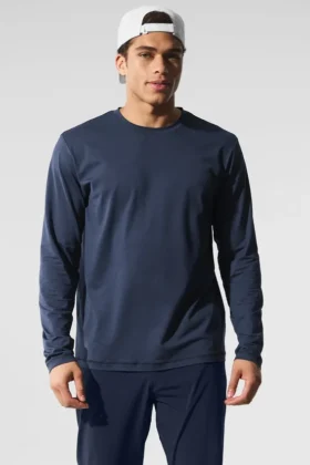 T-shirt à col rond et manches longues Conquer Reform - Bleu marine
