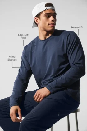 T-shirt à col rond et manches longues Conquer Reform – Bleu marine