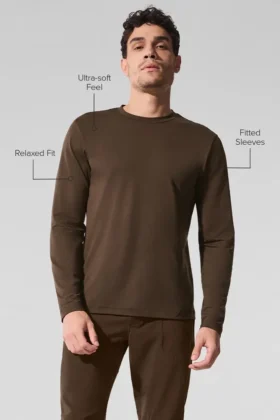 T-shirt à col rond et manches longues Conquer Reform – Espresso