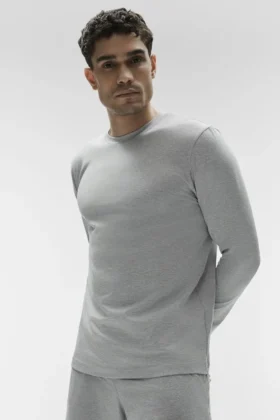 T-shirt à col rond et manches longues Conquer Reform - Gris chiné athlétique