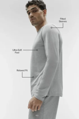T-shirt à col rond et manches longues Conquer Reform – Gris chiné athlétique