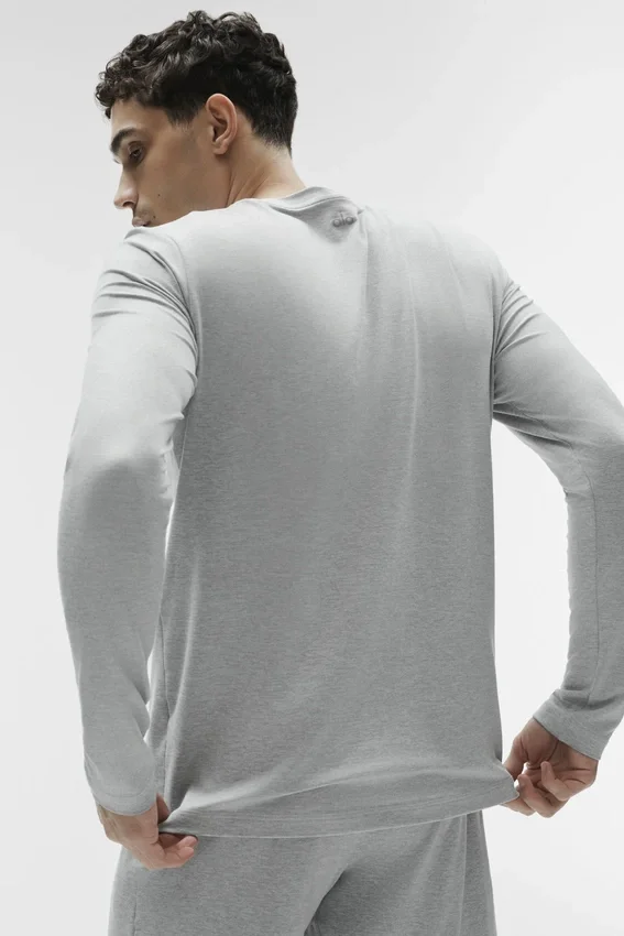 T-shirt à col rond et manches longues Conquer Reform - Gris chiné athlétique