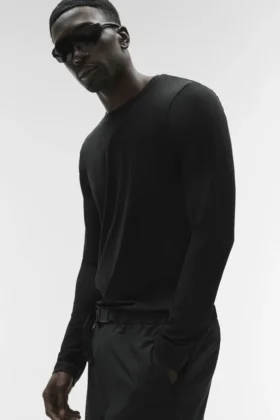 T-shirt à col rond et manches longues Conquer Reform - Noir