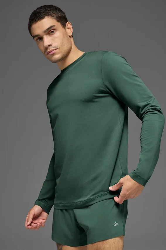 T-shirt à col rond et manches longues Conquer Reform – Vert trèfle