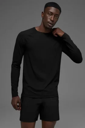 T-shirt à col rond et manches longues Idol - Noir
