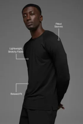 T-shirt à col rond et manches longues Idol – Noir