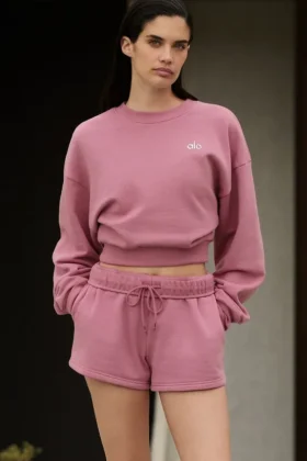 T-shirt court à col rond Accolade - Rose sauvage