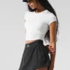 T-shirt court à manches courtes Alosoft Crop Finesse - Blanc