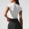 T-shirt court à manches courtes Alosoft Crop Finesse - Blanc