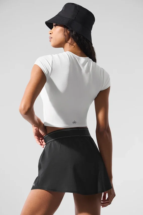 T-shirt court à manches courtes Alosoft Crop Finesse - Blanc
