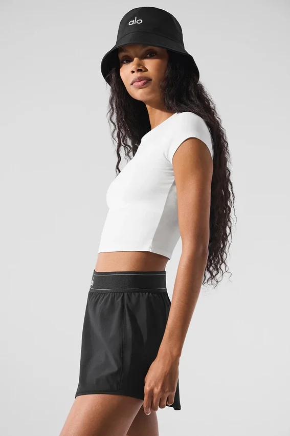 T-shirt court à manches courtes Alosoft Crop Finesse - Blanc