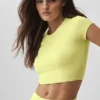 T-shirt court à manches courtes Alosoft Crop Finesse - Sunshine