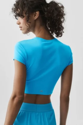 T-shirt court à manches courtes Alosoft Finesse – Bleu azur
