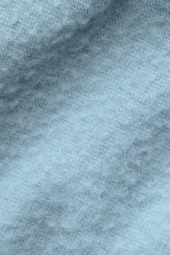 T-shirt court à manches courtes, sans coutures, chaud et douillet pour l’hiver – Bleu céleste