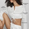T-shirt court à manches longues en coton « Real Deal » - Blanc