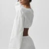 T-shirt court à manches longues en coton « Real Deal » - Blanc