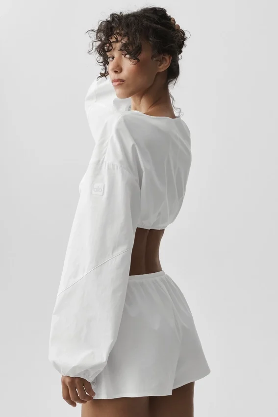 T-shirt court à manches longues en coton « Real Deal » - Blanc