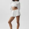 T-shirt court à manches longues en coton « Real Deal » - Blanc