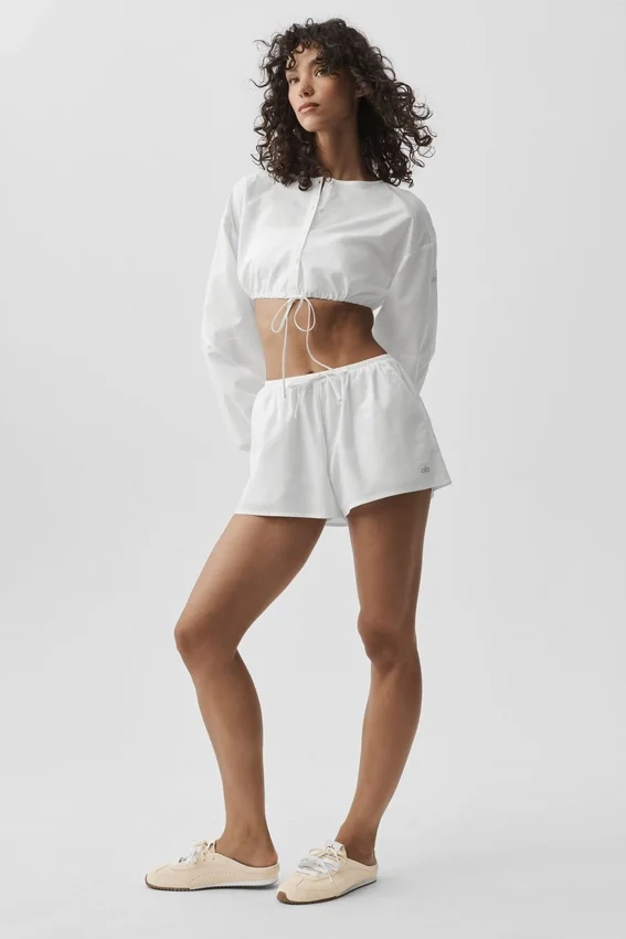 T-shirt court à manches longues en coton « Real Deal » - Blanc