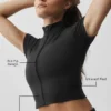 T-shirt à manches courtes Alo Softsculpt avec fermeture éclair intégrale - Noir