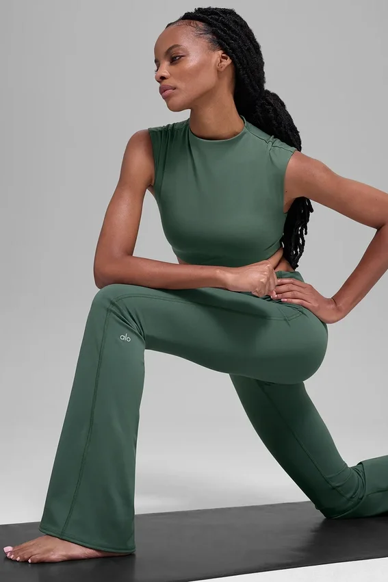 Legging évasé à taille rabattable Alo Softsculpt – Vert trèfle