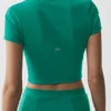 T-shirt à manches courtes Alo Softsculpt à fermeture éclair intégrale - Emerald Isle