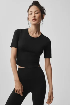 T-shirt à manches courtes Alo Softsculpt Precision — Noir