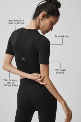T-shirt à manches courtes Alo Softsculpt Precision — Noir