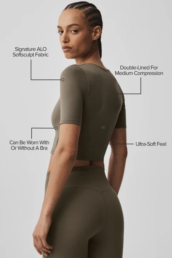 T-shirt à manches courtes Alo Softsculpt Precision – Olive Tree