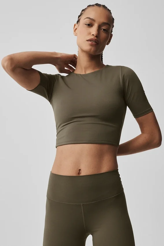 T-shirt à manches courtes Alo Softsculpt Precision – Olive Tree