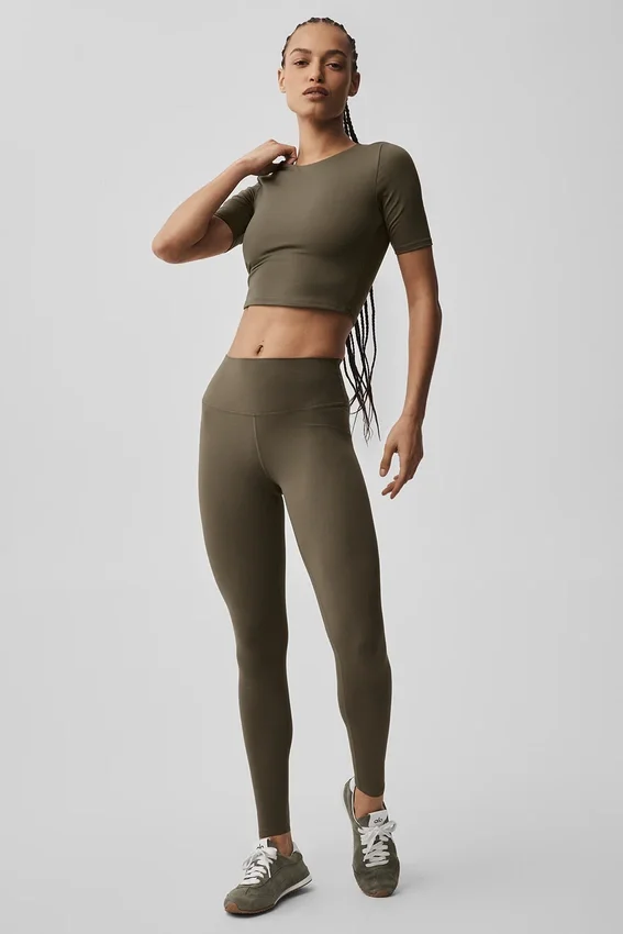 T-shirt à manches courtes Alo Softsculpt Precision – Olive Tree