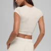 T-shirt à manches courtes Alosoft Crop Finesse - Beige